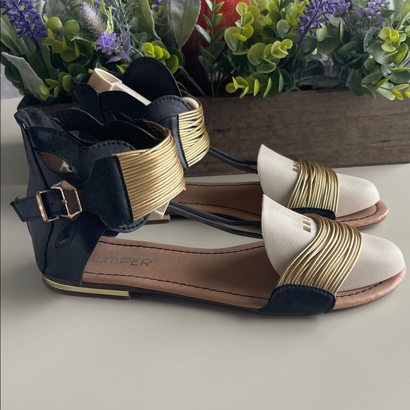Bumper Black and Gold Women's Sandals - Picture 2 of 8